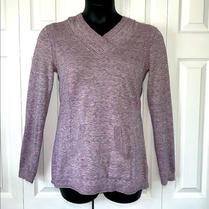 Athleta hooded v-neck sweater w/pocket lavender Sz M